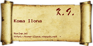 Koma Ilona névjegykártya